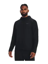 Campera deportiva Under Armour Launch Hooded Jacket, color gris azulado, con cierre frontal completo, capucha y logo en el pecho.