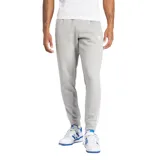 Pantalón de jogging Adidas color gris melange con tres rayas blancas a los costados y logo bordado en la pierna izquierda.
