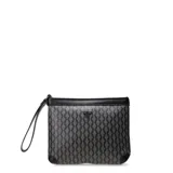 Neceser Tiffosi Nico Fonseca, color negro y gris, con estampado de monograma y logo metálico frontal. Incluye correa de muñeca.