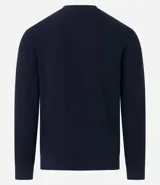 Suéter azul marino de corte slim, cuello redondo y manga larga, confeccionado en algodón texturizado.
