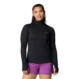 Remera deportiva Columbia negra de manga larga con medio cierre frontal y tecnología Omni-Wick para control de la humedad y neutralización de olores.
