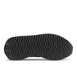 Championes New Balance modelo 237, color negro monocromático. Presentan una combinación de materiales como nylon y gamuza en la capellada, con el logo 'N' superpuesto en cuero liso. La suela es gruesa y dentada, con un diseño retro-running.