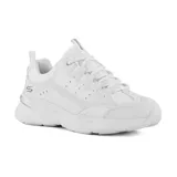 Championes Skechers BOBS Sport Bamina - Star Strikez, color blanco con detalles plateados. Capellada de malla y cuero sintético perforado, con cordones y plantilla Skechers Memory Foam.