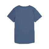 Remera Puma color azul con cuello en V y logo pequeño en el pecho.