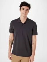 Polo de piqué de algodón color gris oscuro, de manga corta y corte clásico.