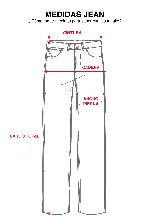 Pantalón de jean gris de corte recto y tiro medio, con bordado de estrella de ocho puntas en los bolsillos traseros.