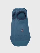 Calcetín invisible de hombre, color azul liso con borde superior en azul marino.