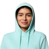 Buzo celeste con capucha ajustable con cordón y bolsillo tipo canguro. Tiene puños y dobladillo de punto.