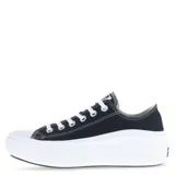 Championes urbanos Converse Chuck Taylor All Star Move, color negro con detalles en blanco, plataforma alta y cordones blancos.