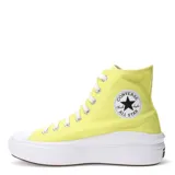 Championes Converse Chuck Taylor Move de caña alta, color amarillo con plataforma blanca y cordones blancos.