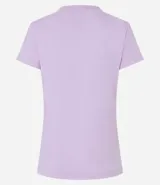 Blusa blanca de algodón con cuello en V, manga corta y bolsillo frontal.