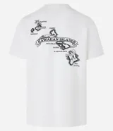 Remera de algodón color crudo, de corte recto y manga corta. Presenta un pequeño estampado con texto "Hawaiian Islands" en el pecho.