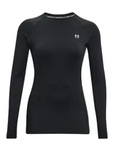 Remera de manga larga Under Armour Authentics Crew, color negro, ajustada al cuerpo, con logo en el pecho y tecnología que mantiene el cuerpo abrigado y seco.