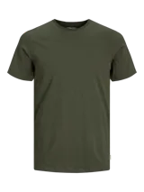 Camiseta verde militar de manga corta y cuello redondo, corte slim fit.