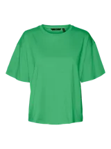 Camiseta de color verde irlandés con cuello redondo y manga corta, de corte relajado.