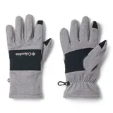 Guantes de micropolar Columbia Fast Trek III, color azul marino, con palma resistente a la abrasión, sobrecapas resistentes a la abrasión, yemas del pulgar y del índice compatibles con pantallas táctiles y elástico en la muñeca.