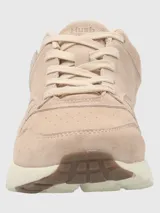 Zapatillas Hush Puppies Brandhall color beige de cuero descarne, con suela de goma EVA con tecnología Air.