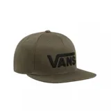 Gorra Vans color verde oliva con logo bordado en negro.