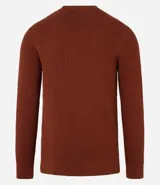 Suéter masculino de malla de viscosa y poliamida color gris claro, con textura de cuadros grid, cuello redondo y mangas largas.