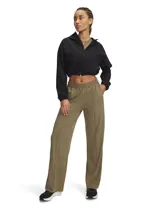 Pantalón de calce holgado color verde oliva, con cintura elástica y bolsillos laterales.