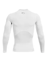 Remera de compresión Under Armour HeatGear de manga larga, color negro con logo blanco en el pecho.