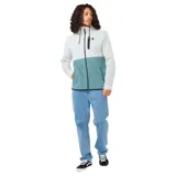 Canguro con capucha Rip Curl Anti Series Departed, color gris claro y celeste, con cierre frontal y bolsillos laterales con cierre.