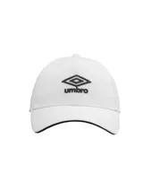 Gorra azul marino con visera curva y logo de Umbro bordado en blanco en el frente.