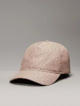 Gorra de béisbol color rosa con estampado del logo CK en jacquard.
