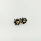 Aros tipo botón de plata 925 y oro con circonias.