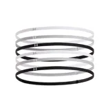 Vincha deportiva Under Armour, pack de seis unidades en colores blanco, gris y negro, con logo de la marca.