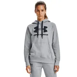 Canguro Under Armour de mujer, color gris con logo negro estampado en el pecho. Confeccionado en tejido Fleece ligero, cómodo y suave por dentro.