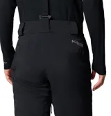 Pantalón de esquí Columbia Titanium Cirque Bowl, color negro, con tirantes elásticos ajustables, cintura ajustable, ventilación con cremallera en las piernas, rodillas articuladas, bolsillos con cremallera, protectores de puños interiores reforzados y polaina interna en la pierna.