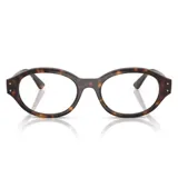 Anteojos de acetato Ray Ban modelo 7257, color carey, con forma ovalada y patillas gruesas con detalle de dos puntos metálicos.