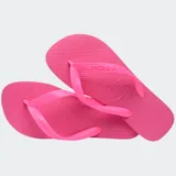 Ojotas Havaianas Top color blanco, con suela de goma y tiras con diseño de espiga.