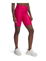 Calza corta de ciclismo Under Armour Tech Bike Short color fucsia, con cintura alta y logo estampado en la pierna izquierda.