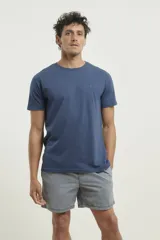 T-shirt básica de escote redondo, con mini estampa de ancla en relieve, 100% algodón.
