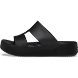 Sandalias Crocs Getaway Platform H-Strap negras, con plataforma, tira en forma de H y plantilla anatómica.