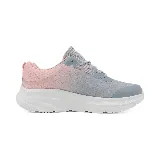 Championes deportivos acordonados para dama, color gris con detalles en rosa y suela blanca.