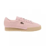 Championes Lacoste Aura 225 de cuero color rosa con logo de cocodrilo en el lateral y suela color caramelo.