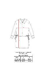 Vestido camisero color beige con estampado de líneas horizontales, con botones de nácar y sobrefalda integrada. Confeccionado en poliéster suave con leve rugosidad. Diseñado y confeccionado en Uruguay.