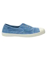 Zapatillas Natural World modelo Greece, color verde agua, sin cordones, fabricadas en España con algodón orgánico y suela de goma.