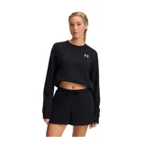 Buzo Under Armour de mujer, modelo Rival Terry Crew, color negro con logo blanco estampado en el pecho.