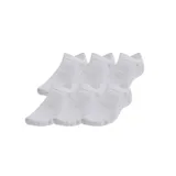 Pack de seis pares de medias deportivas Under Armour Essential, color blanco, de corte bajo y tejido transpirable con soporte en el arco.