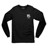 Remera negra de manga larga con cuello redondo y estampado de un zarigüeya en el pecho.