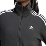 Campera Adidas Originals negra con tres líneas blancas en las mangas y logo bordado en el pecho.