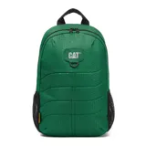 Mochila de color verde con cierre de cremallera, tirantes ajustables y compartimento acolchado para portátil.