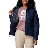 Campera Columbia Delta Ridge II para mujer, color azul marino, con capucha y cierre frontal. Cuenta con tecnología termorreflectante Omni-Heat™ y HeatSeal™ para mantener el calor, y Omni-Shield™ para repeler la humedad.