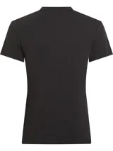 Remera negra de algodón con corte slim fit, cuello redondo y logo "ck" bordado en el pecho.