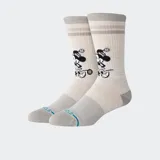 Medias Stance de largo medio color beige con detalles en gris y diseño de Minnie Mouse jugando al baloncesto.