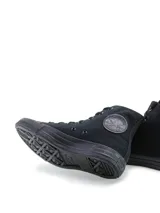 Zapatillas altas negras de lona con cierre de cordones y suela de goma.